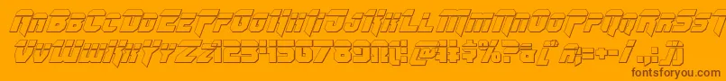 Omegaforcebulletital11-Schriftart – Braune Schriften auf orangefarbenem Hintergrund