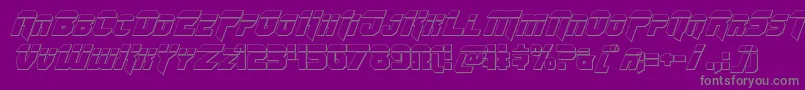 Omegaforcebulletital11-Schriftart – Graue Schriften auf violettem Hintergrund