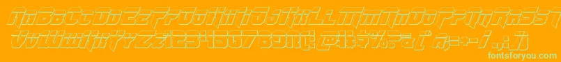 Omegaforcebulletital11-Schriftart – Grüne Schriften auf orangefarbenem Hintergrund