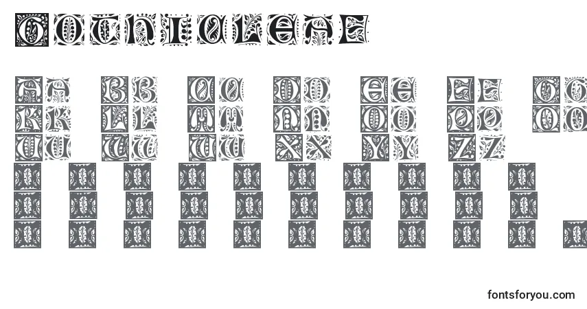Czcionka Gothicleaf – alfabet, cyfry, specjalne znaki