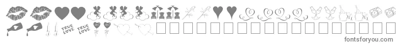 LoveRomanceTt-fontti – harmaat kirjasimet valkoisella taustalla