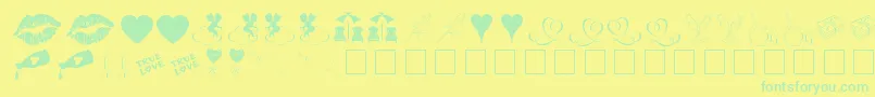 Lisätietoja LoveRomanceTt-fontista LoveRomanceTt-fontti – vihreät fontit keltaisella taustalla