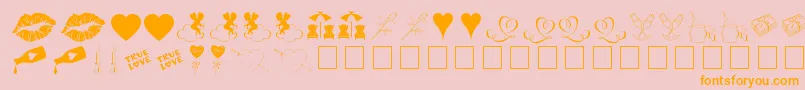 LoveRomanceTt-Schriftart – Orangefarbene Schriften auf rosa Hintergrund