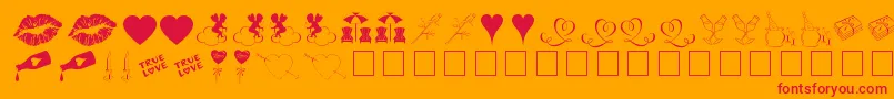 LoveRomanceTt Font – Red Fonts on Orange Background
