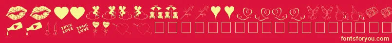 LoveRomanceTt Font – Yellow Fonts on Red Background