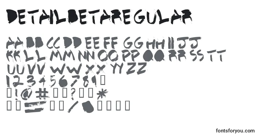 A fonte DetailbetaRegular – alfabeto, números, caracteres especiais