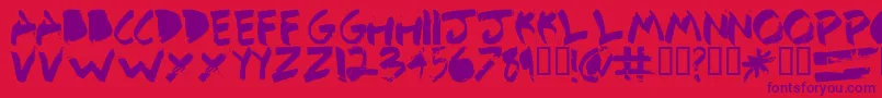 DetailbetaRegular-Schriftart – Violette Schriften auf rotem Hintergrund