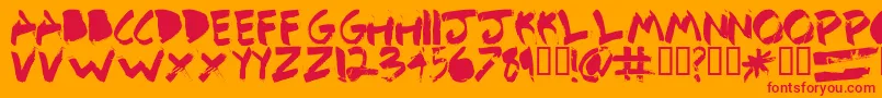 DetailbetaRegular Font – Red Fonts on Orange Background