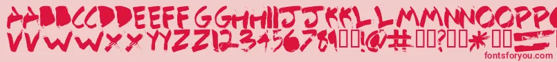 DetailbetaRegular Font – Red Fonts on Pink Background