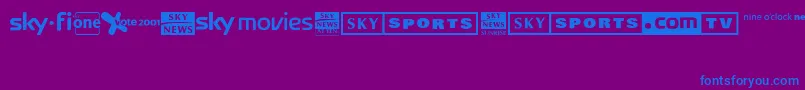 Sky1998ChannelLogos-Schriftart – Blaue Schriften auf violettem Hintergrund