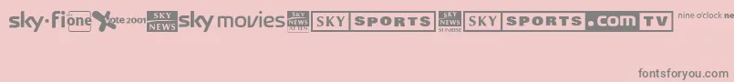 Sky1998ChannelLogos-fontti – harmaat kirjasimet vaaleanpunaisella taustalla