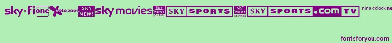 Sky1998ChannelLogos-fontti – violetit fontit vihreällä taustalla