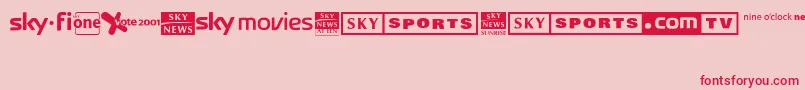フォントSky1998ChannelLogos – ピンクの背景に赤い文字