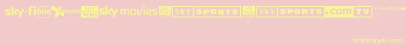 Fonte Sky1998ChannelLogos – fontes amarelas em um fundo rosa