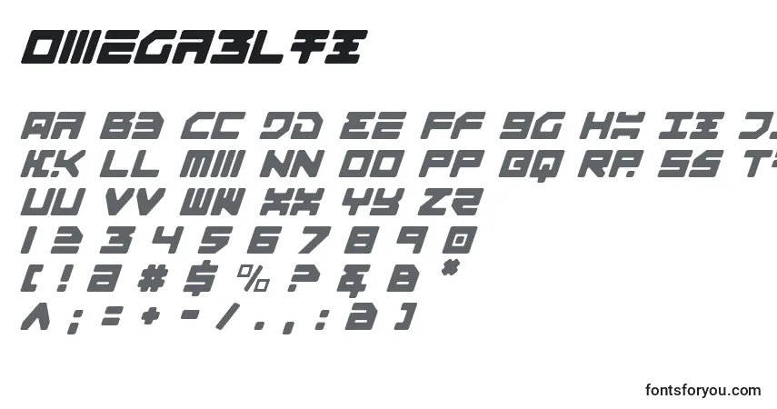 Schriftart Omega3lti – Alphabet, Zahlen, spezielle Symbole