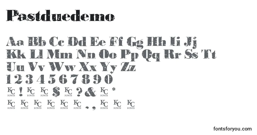 Шрифт Pastduedemo – алфавит, цифры, специальные символы