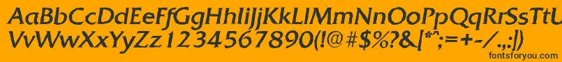 QuadratantiqueItalic-Schriftart – Schwarze Schriften auf orangefarbenem Hintergrund