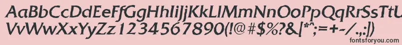 QuadratantiqueItalic-fontti – mustat fontit vaaleanpunaisella taustalla