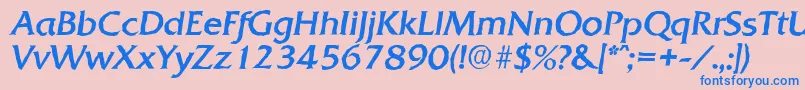 QuadratantiqueItalic-Schriftart – Blaue Schriften auf rosa Hintergrund
