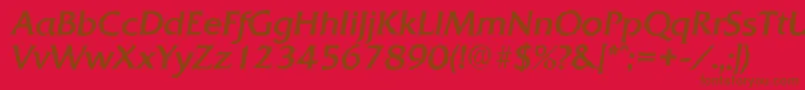 QuadratantiqueItalic-Schriftart – Braune Schriften auf rotem Hintergrund