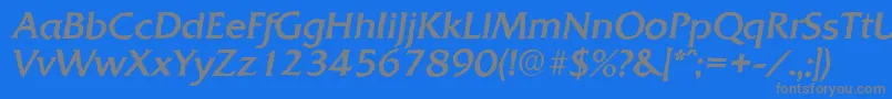QuadratantiqueItalic-fontti – harmaat kirjasimet sinisellä taustalla