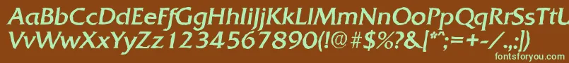 Шрифт QuadratantiqueItalic – зелёные шрифты на коричневом фоне