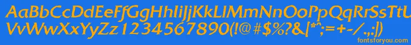QuadratantiqueItalic Font – Orange Fonts on Blue Background