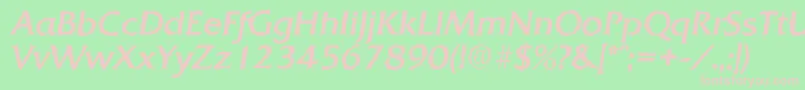 フォントQuadratantiqueItalic – 緑の背景にピンクのフォント