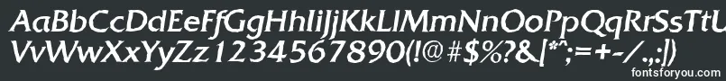 QuadratantiqueItalic-fontti – valkoiset fontit mustalla taustalla