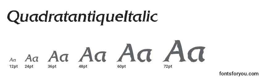 Размеры шрифта QuadratantiqueItalic
