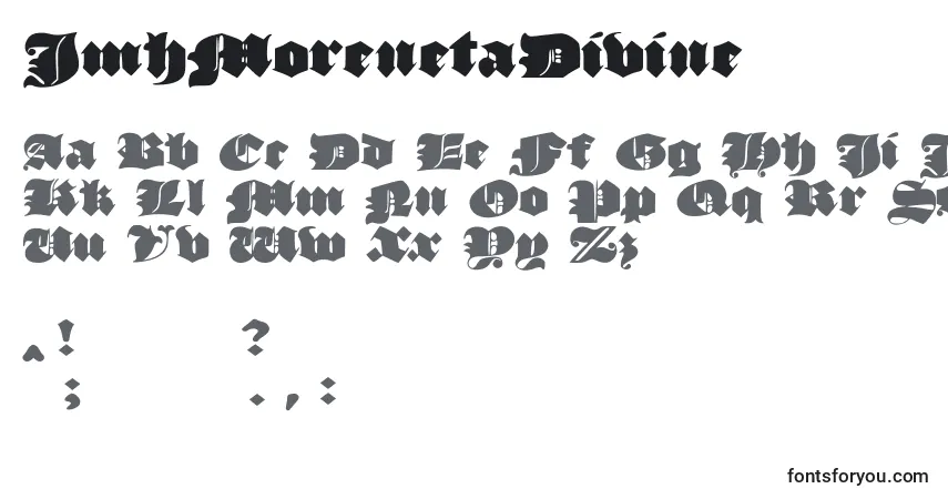 A fonte JmhMorenetaDivine – alfabeto, números, caracteres especiais
