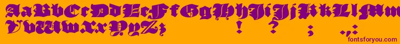 フォントJmhMorenetaDivine – オレンジの背景に紫のフォント