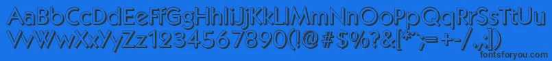 KoblenzshadowRegular-Schriftart – Schwarze Schriften auf blauem Hintergrund