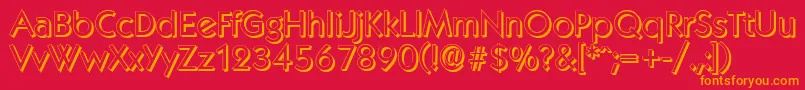 フォントKoblenzshadowRegular – 赤い背景にオレンジの文字