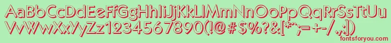 フォントKoblenzshadowRegular – 赤い文字の緑の背景