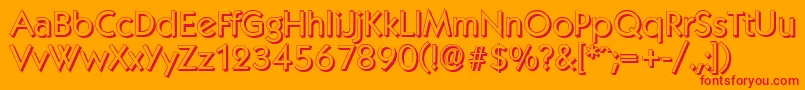 KoblenzshadowRegular-Schriftart – Rote Schriften auf orangefarbenem Hintergrund