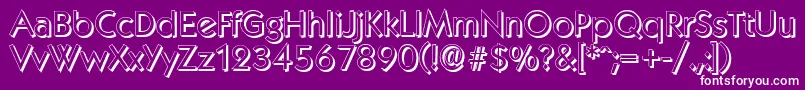 KoblenzshadowRegular-fontti – valkoiset fontit violetilla taustalla