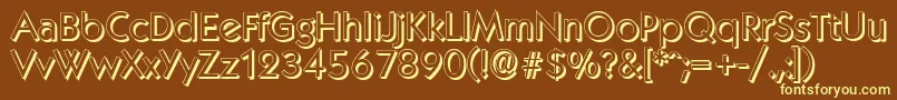 KoblenzshadowRegular-fontti – keltaiset fontit ruskealla taustalla