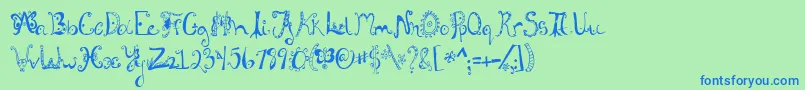 Fannys Font – Blue Fonts on Green Background