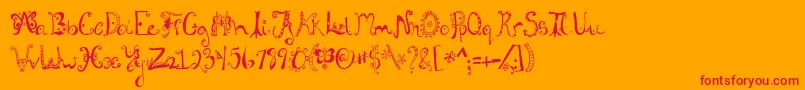 Fannys-Schriftart – Rote Schriften auf orangefarbenem Hintergrund