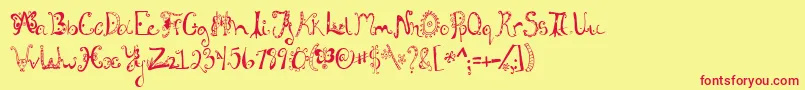 Fannys Font – Red Fonts on Yellow Background