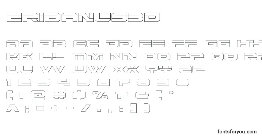 A fonte Eridanus3D – alfabeto, números, caracteres especiais