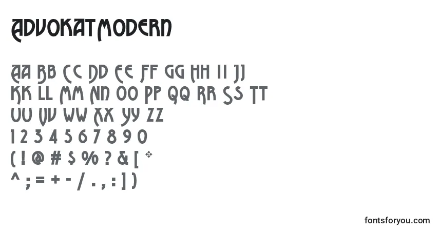 A fonte AdvokatModern – alfabeto, números, caracteres especiais