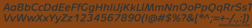 MetronMediumProItalic Font – Black Fonts on Brown Background