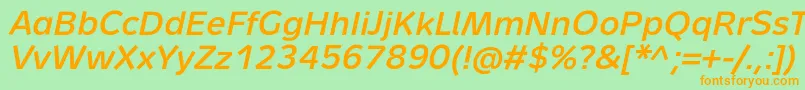 MetronMediumProItalic Font – Orange Fonts on Green Background