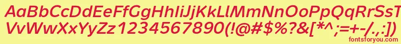 フォントMetronMediumProItalic – 赤い文字の黄色い背景
