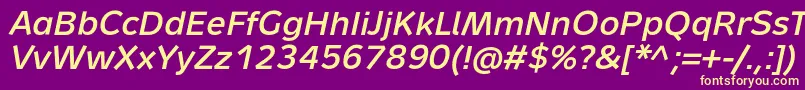 MetronMediumProItalic Font – Yellow Fonts on Purple Background