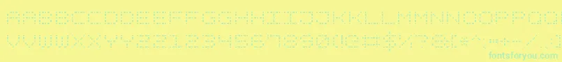 DashDotSquare7-Schriftart – Grüne Schriften auf gelbem Hintergrund