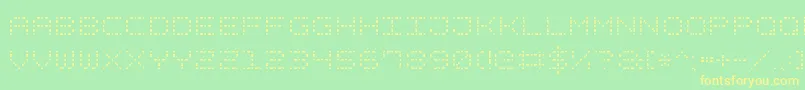 DashDotSquare7-Schriftart – Gelbe Schriften auf grünem Hintergrund