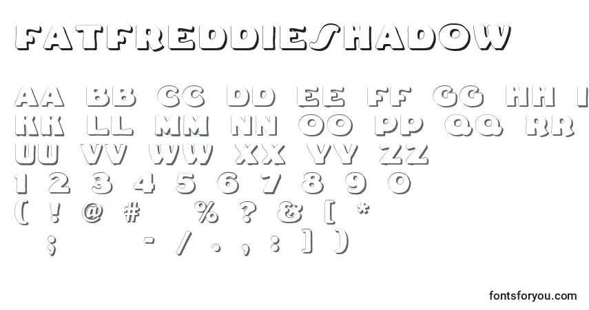 Czcionka Fatfreddieshadow – alfabet, cyfry, specjalne znaki